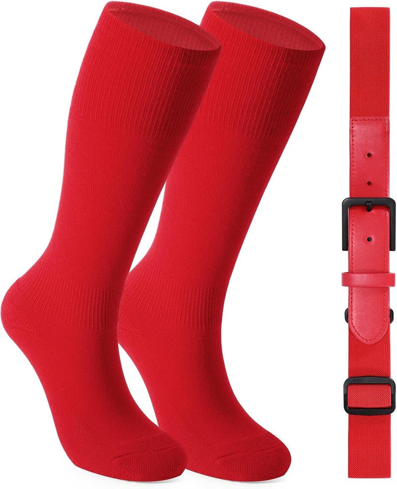 Werforu Baseball Socks and Non-Metal Nickel-Free Belt-Adjustable Belt with Non-allergic Plastic Buckle Softball Socks for kid - Image 1